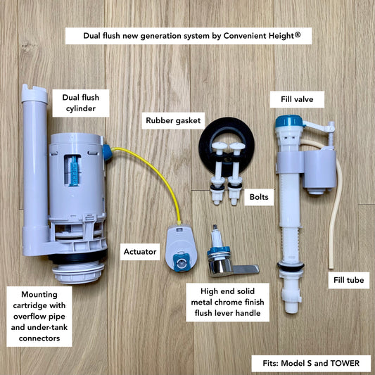 Parts: Dual flush new generation system with solid metal chrome lever handle