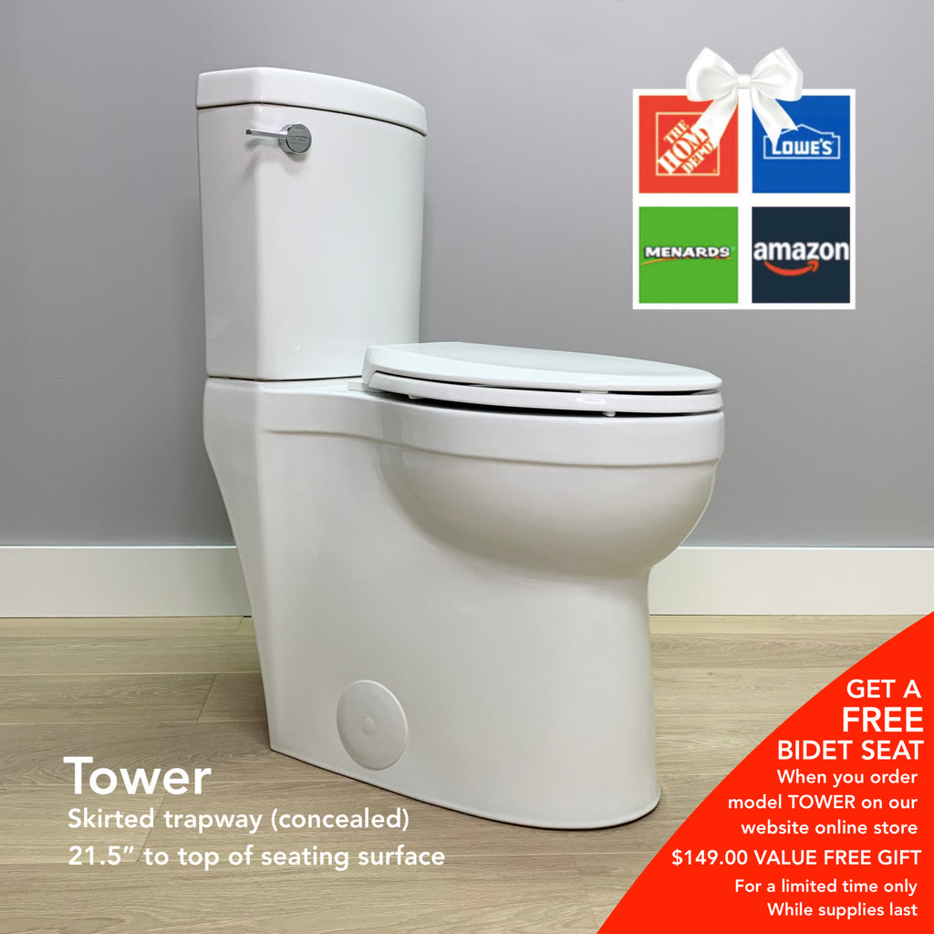 Toilet: TOWER. Skirted (Concealed Trapway) Extra Tall 20-21