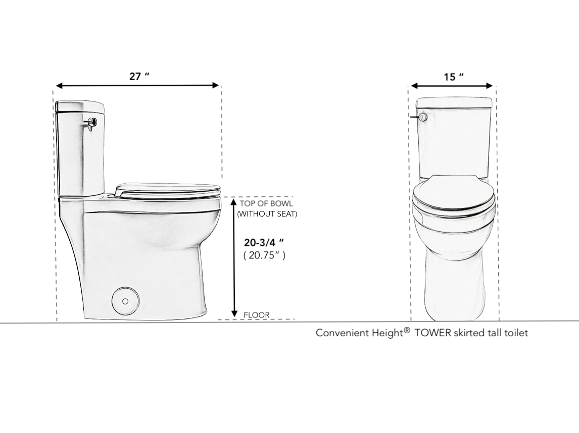 Tower Skirted Tall Toilet Dimensions