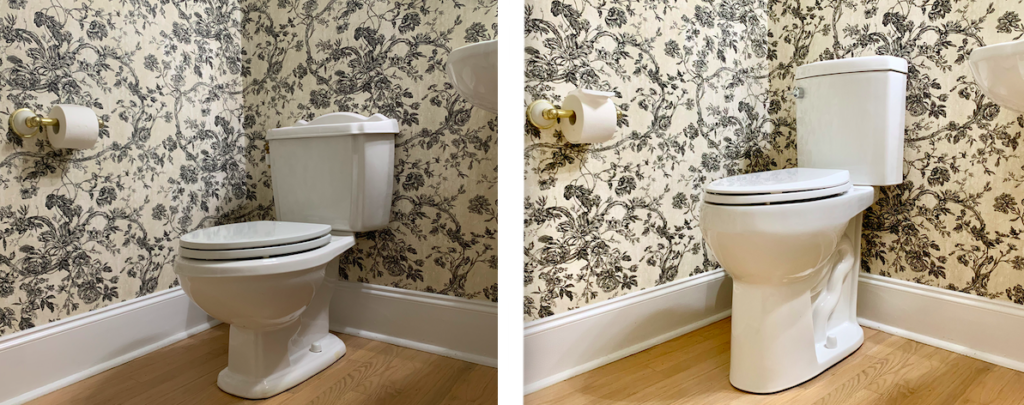 Tall Toilet Brings a Makeover to the Powder Room