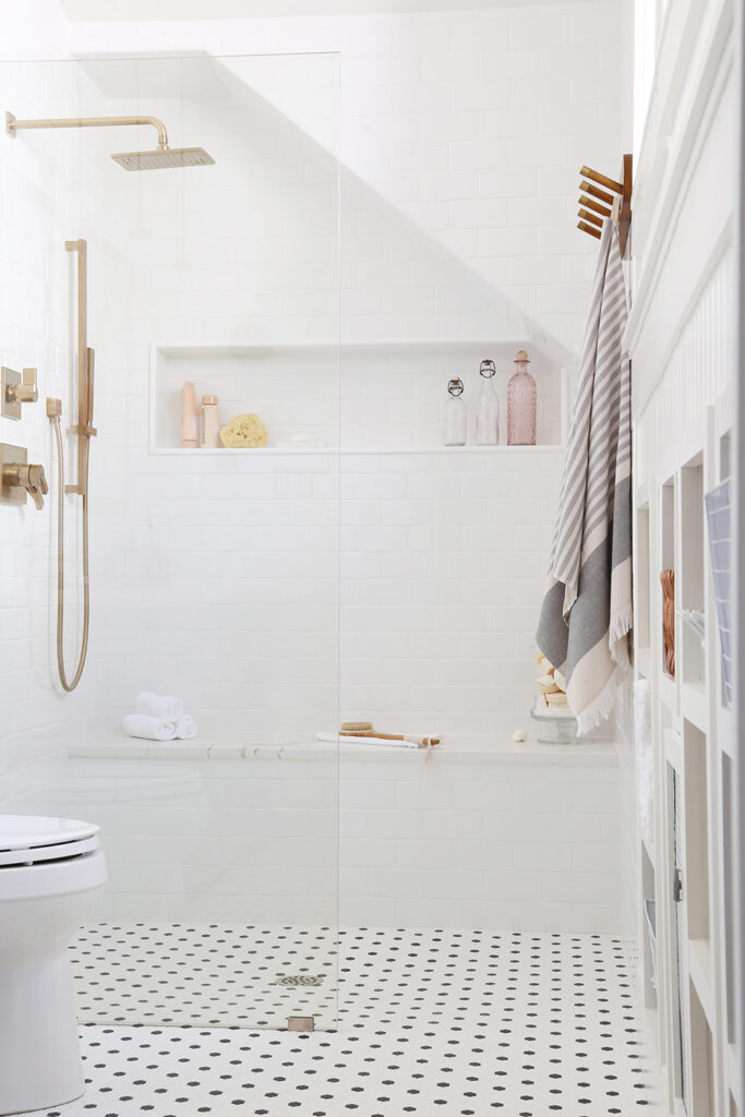 Walk-in show eliminates "road blocks" for getting into the shower. One of the best decisions for bathroom renovation is getting rid of the bathtub.