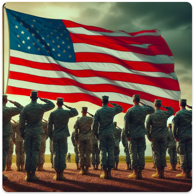image of soldiers saluting an american flag on memorial day