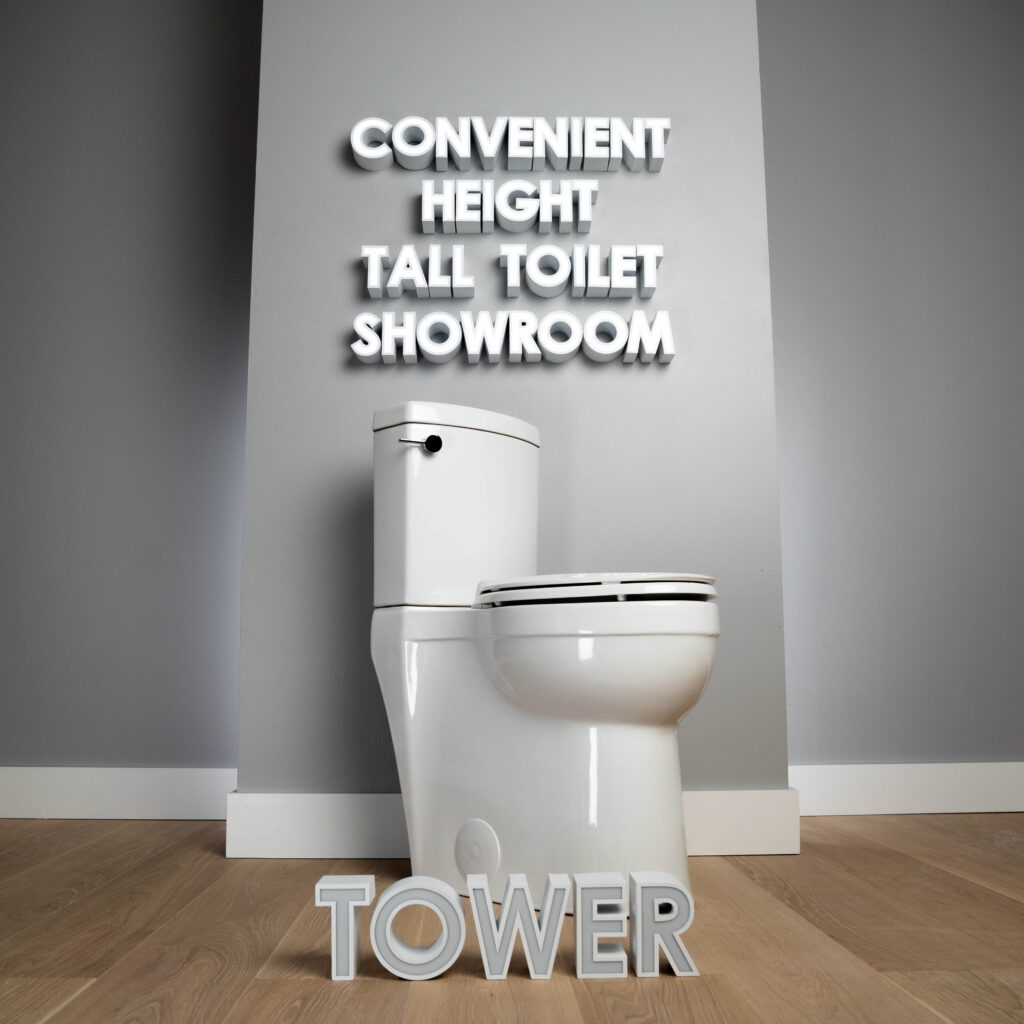 Tower Tall Toilet in the Convenient Height tall toilet showroom in Charlotte, North Carolina