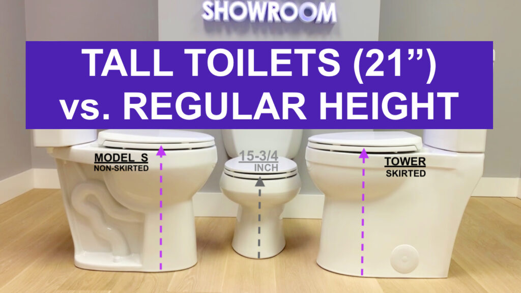 Tall Toilets vs. Regular Height. 21-22 inch Extra Tall vs. Standard Bowl Review and Comparison